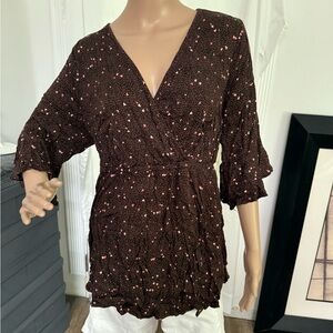 Torrid Brown Bell Sleeve Wrap Blouse